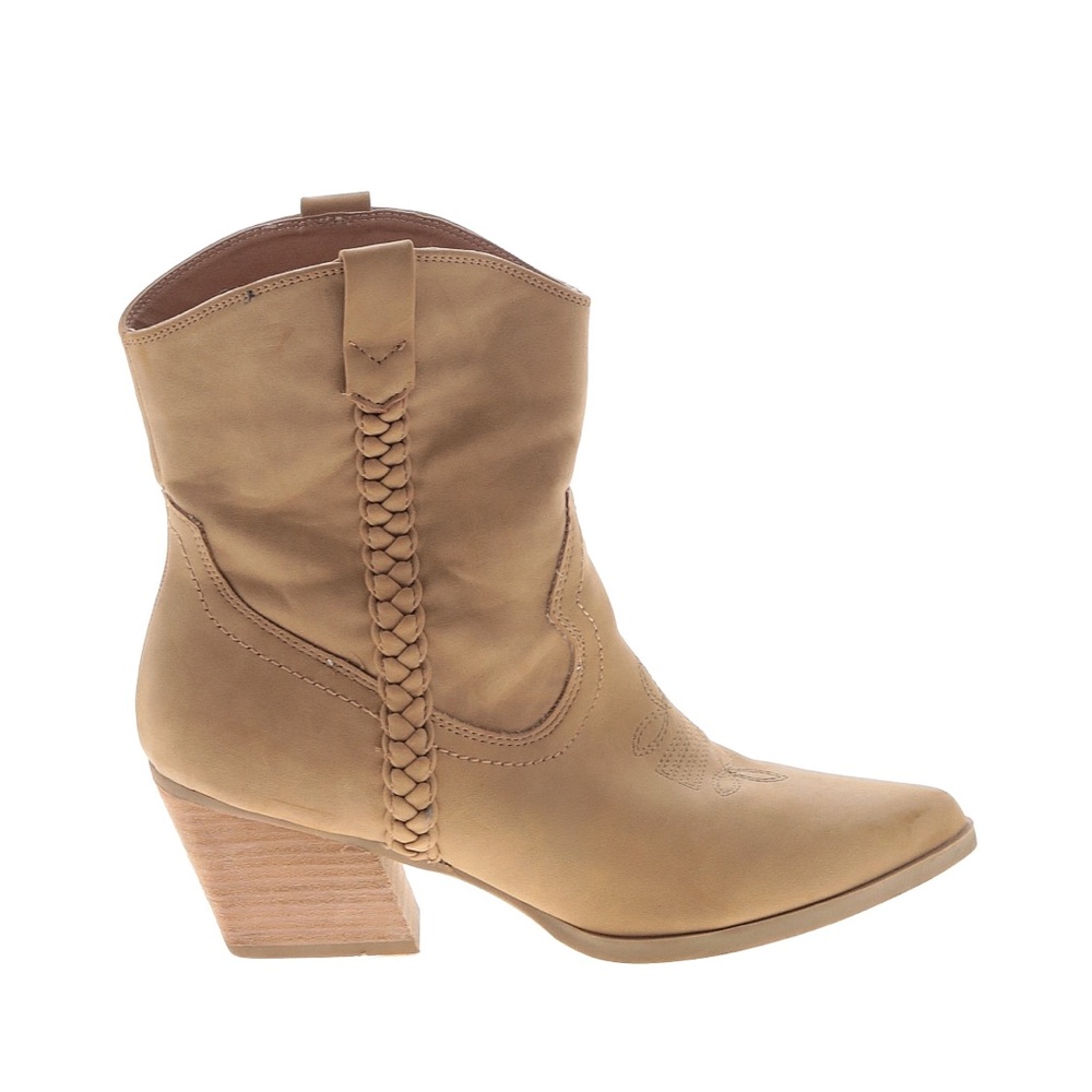 Dolce Vita Tan Braided Western Ankle Bootie